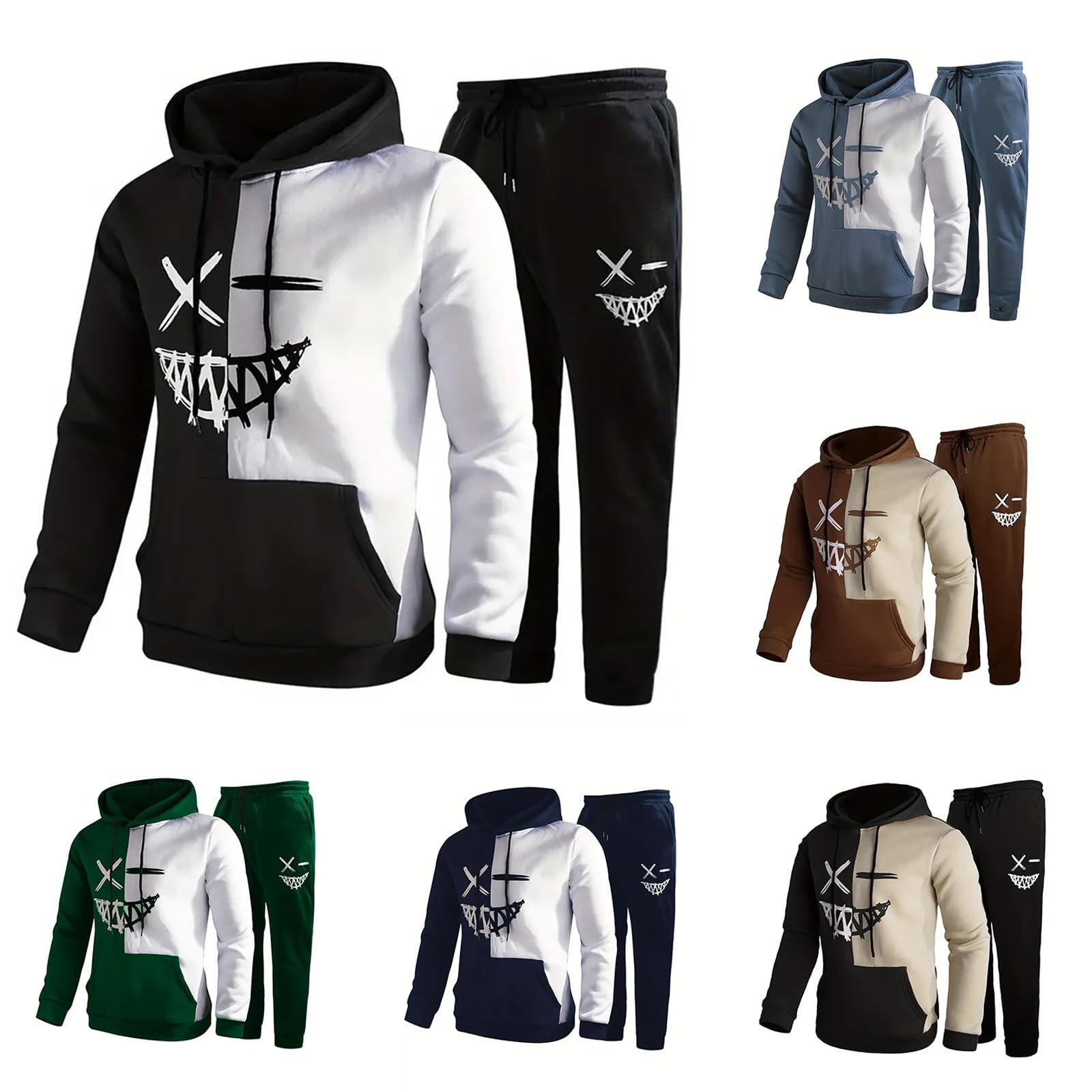 Conjunto de chándal para hombre, corte regular, traje deportivo de 2 piezas, traje de jogging, hip hop, ropa de calle, ropa deportiva para adolescentes, ropa deportiva de invierno, acolchado, con