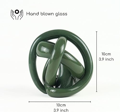 Miniatura 2 de Escultura abstracta de nudo serpentino de vidrio soplado a mano  Arte de vidrio azul profundo para decoración del hogar  Bola azul océano  Adornos