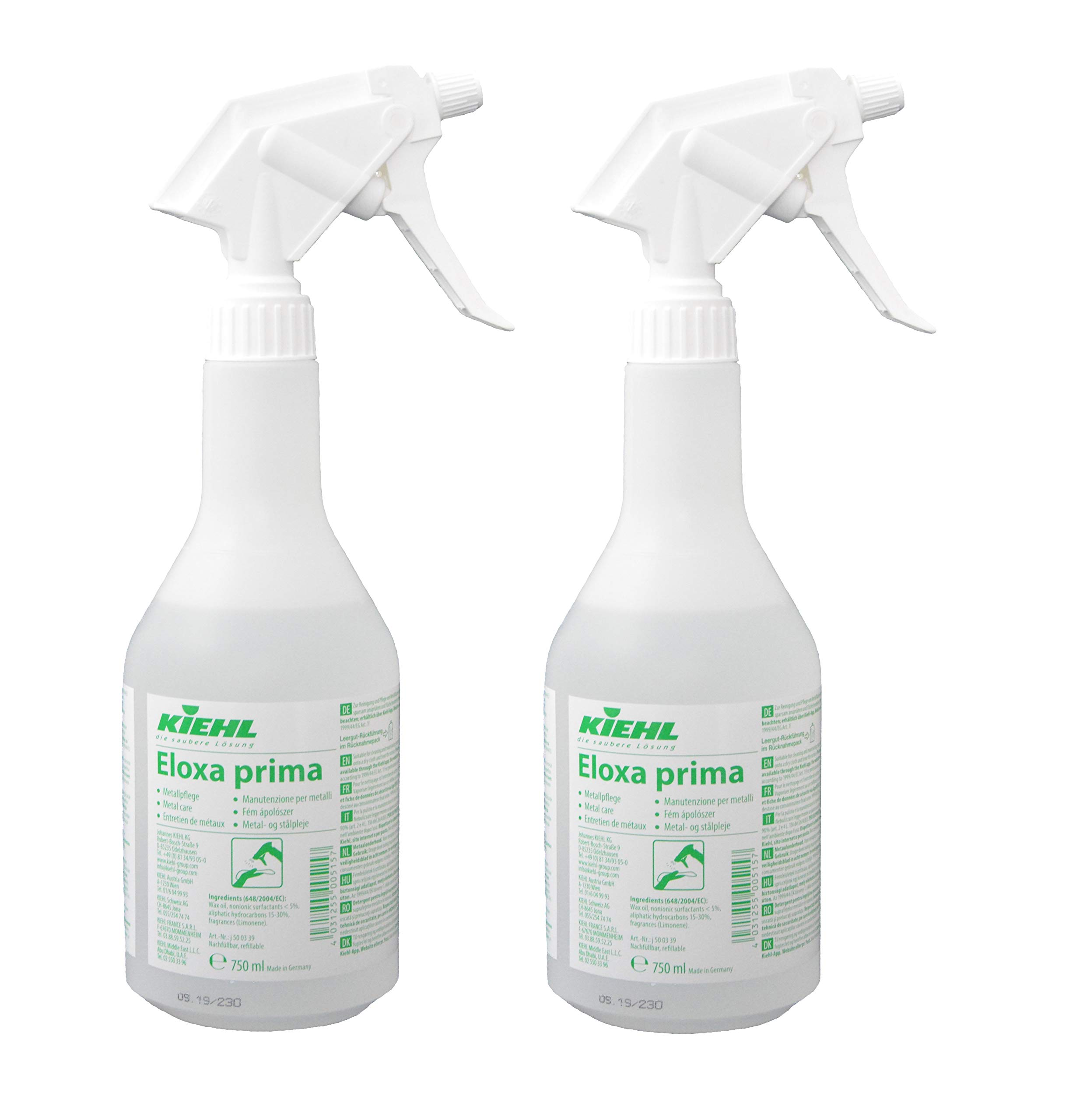 Edelstahlpflege/Aluminium Pflege/Aluminiumreiniger/Metallflächenreiniger/Edelstahlreiniger/Eloxal Reiniger mit Mikrofasertuch Blau für Oberflächen (2 Flaschen Reiniger = 1,5 Liter)