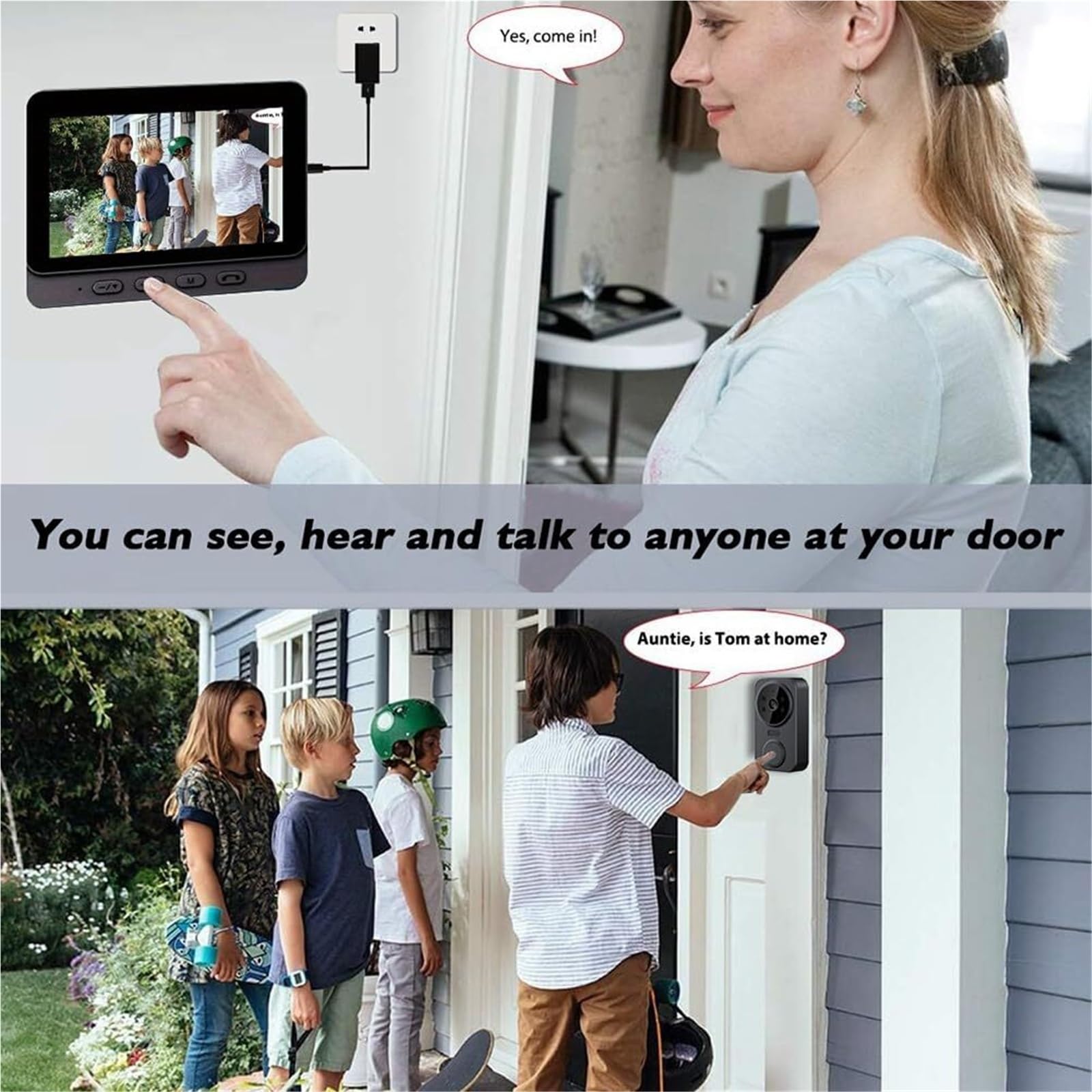 Mothdust Sonnette Video sans Fil 1080P HD Camera Surveillance WiFi Maison
