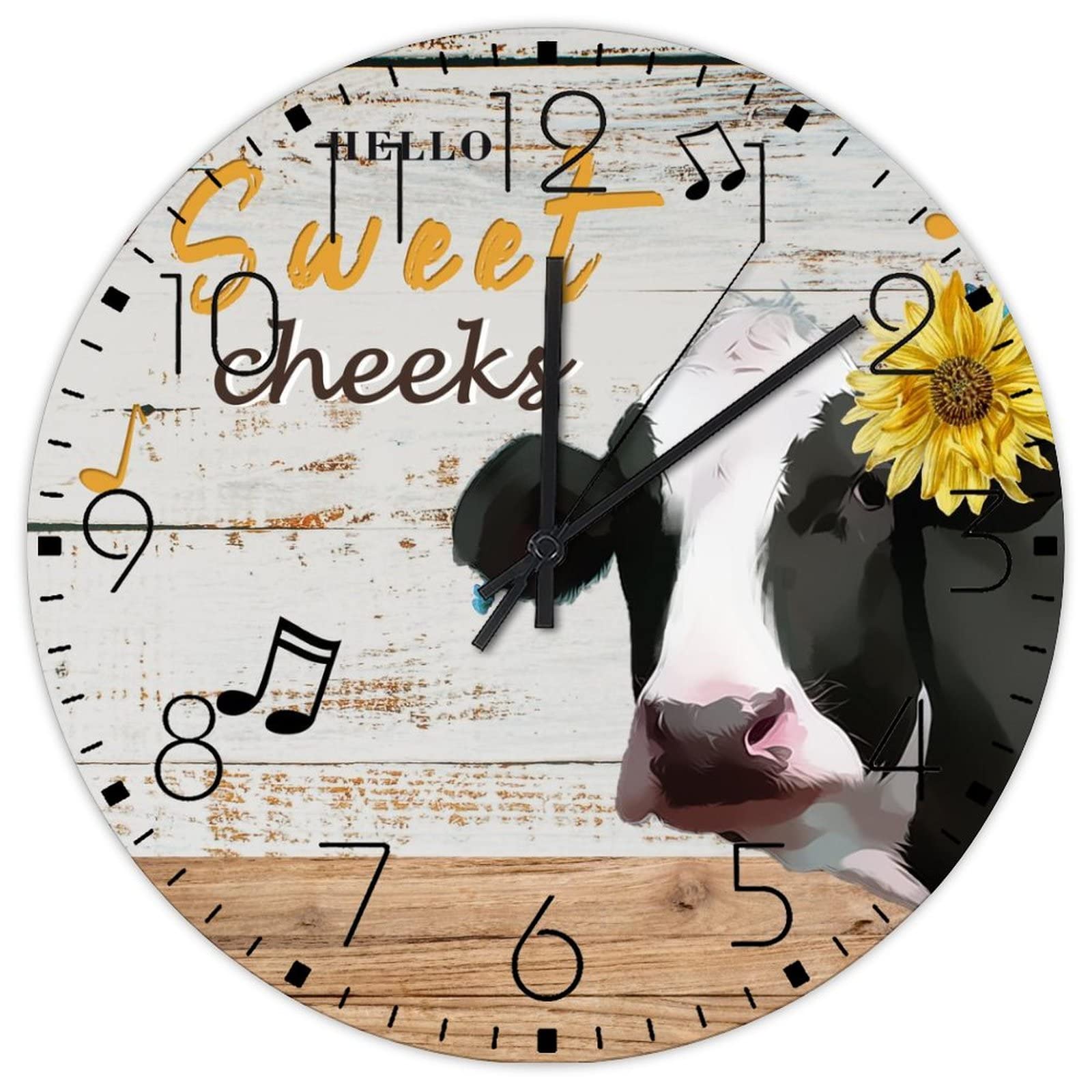 Horloge murale pour toilettes et cuisine en bois design humoristique Hello Sweet Cheeks