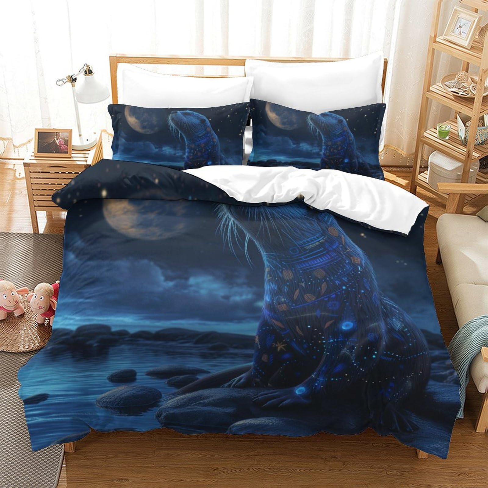 Housse de couette loutre 220x240 anti-acariens en microfibre respirante 3 pièces