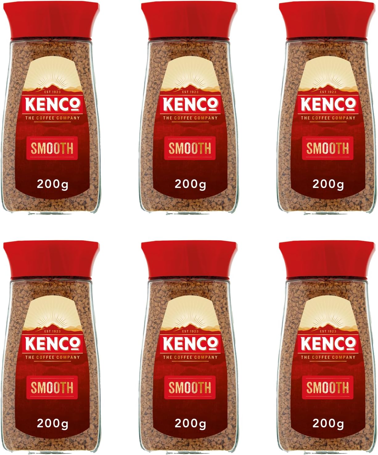 Kenco Smooth Instant Coffee 200g (Pack of 6 Jars, Total 1.2kg)
