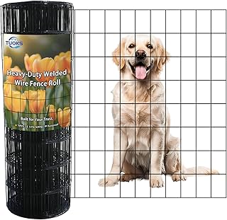 Black PVC Coated Chicken Wire Fencing 2 inchx3 inch 24inch x 50ft, 16GA Welded Wire Fence Garden Border Fencing Roll, Metal Wire Mesh for Yard Vegetable Protection Goat & Poultry Netting