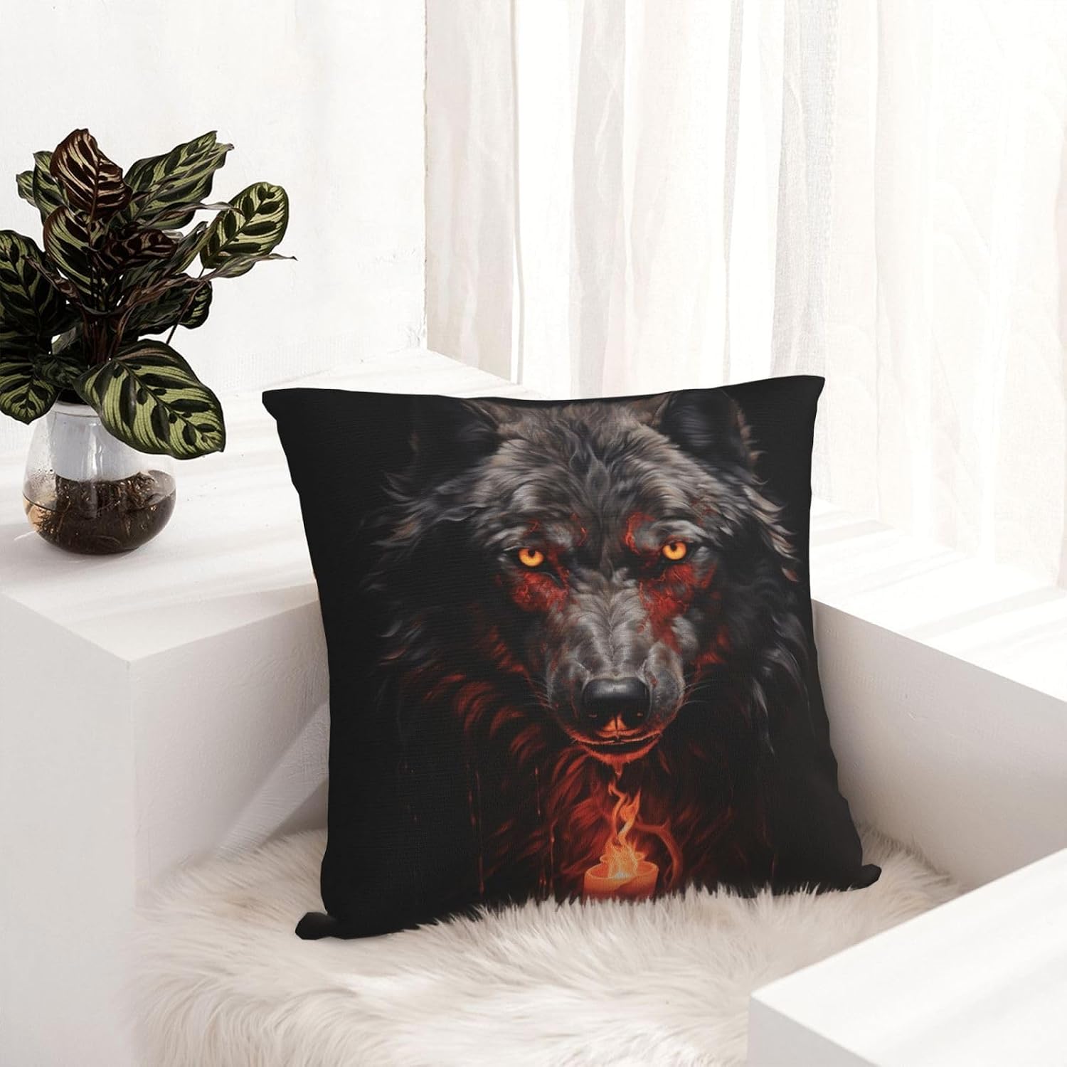 Bad Boy Red Wolf 22"x22" Plush Square Pillowcase, Suitable for Home Living Room, Bedroom, and car Interior Pillowcases.