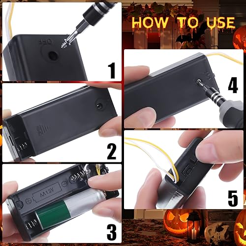 Miniatura 4 de 4 piezas de ojos con luz LED brillante de Halloween para máscara de cosplay, ojos láser con caja de batería, batería no incluida (luz azul)