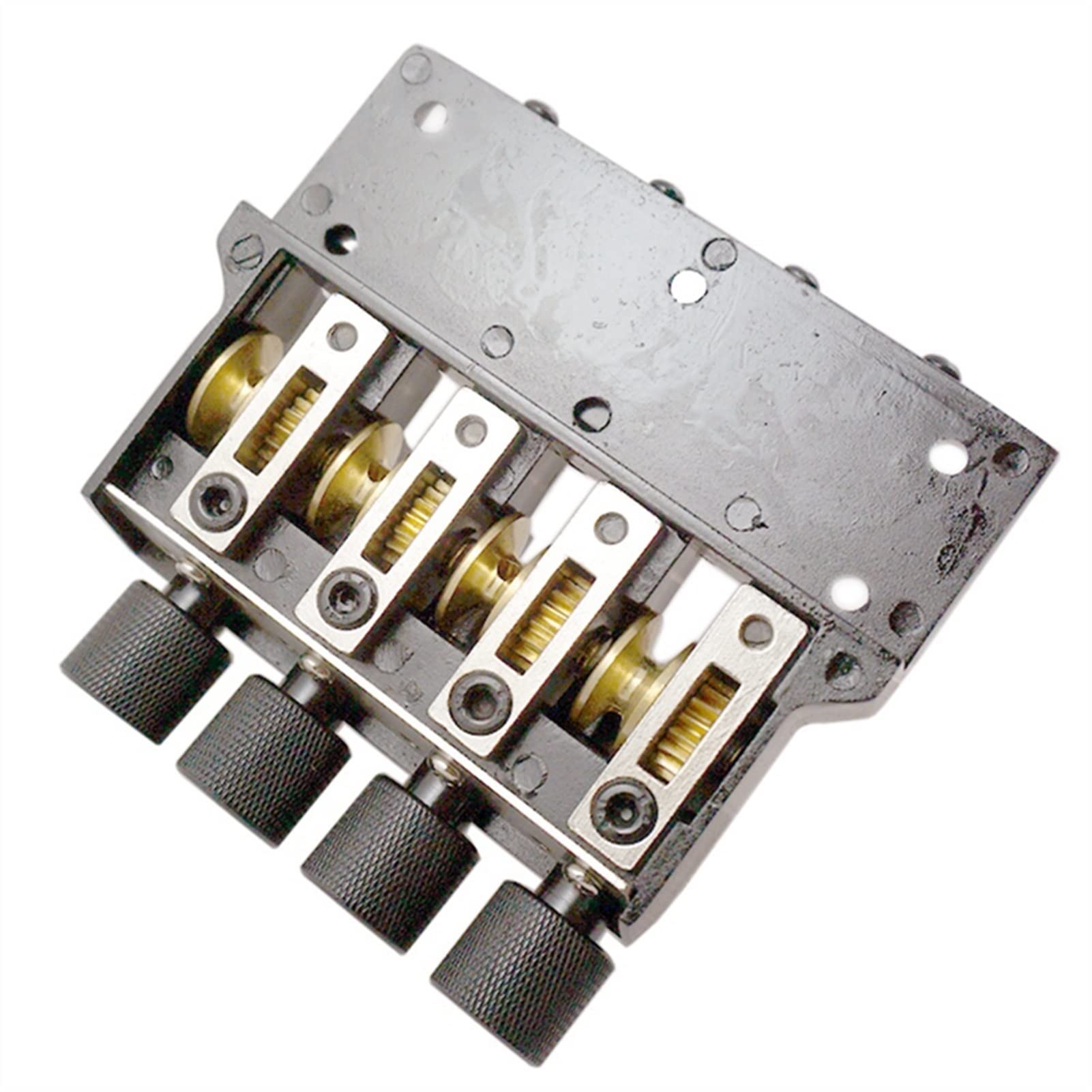 Parti di ricambio chitarra 1 Set Di Sella Rulli Nera 4 Corde Bass Guitar Bridge Per Accessori Per Chitarra Senza Testa