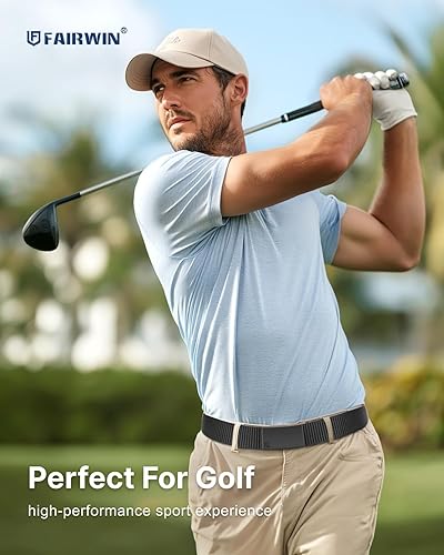 Miniatura 2 de FAIRWIN Cinturones de rátchet para hombres - Cinturón de red de nailon para golf táctico, trabajo casual, con correa ajustable de rátchet con hebilla