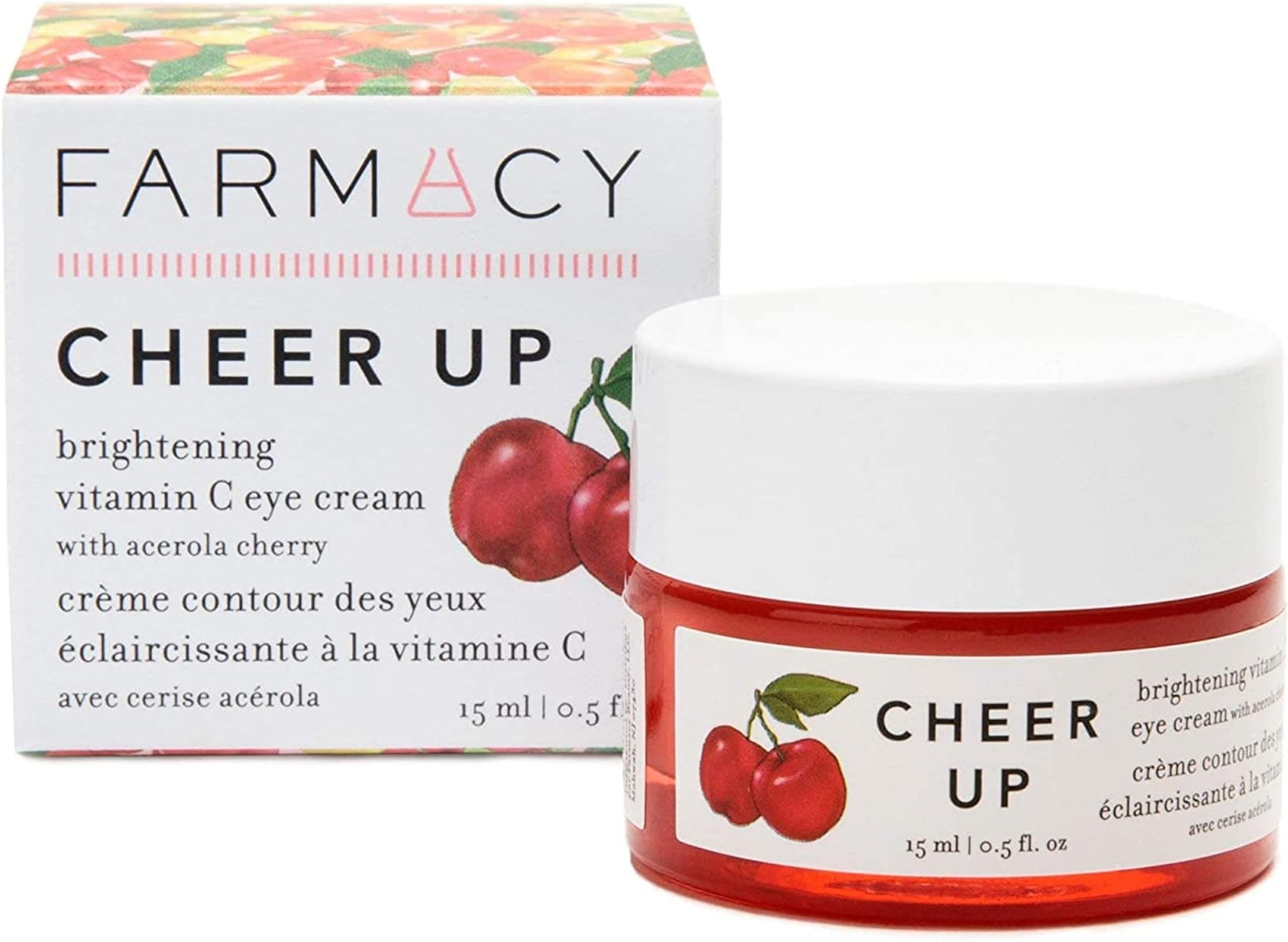 Farmacy Cheer Up Brightening Vitamin C Eye Cream with Hyaluronic Acid, Peptides & Caffeine - Treats Dark Circles & Fine Lines