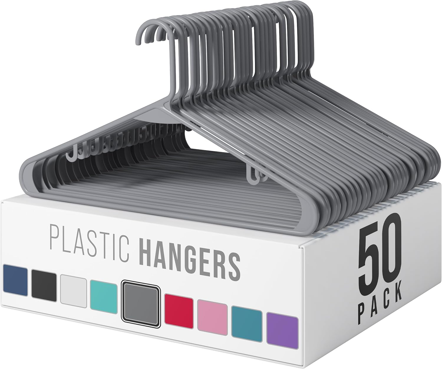 Plastic Hangers 50 Pack White - Clothes Hangers - Makes The Perfect Coat Hanger and General Space Saving Clothes Hangers for Closet - Percheros Ganchos para Colgar Ropa Hangars