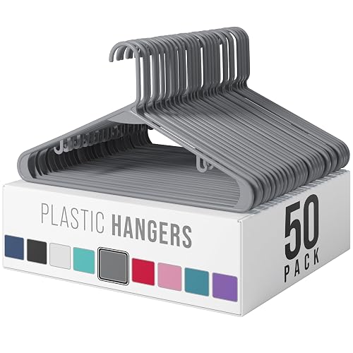Plastic Hangers 50 Pack Grey - Clothes Hangers - Makes