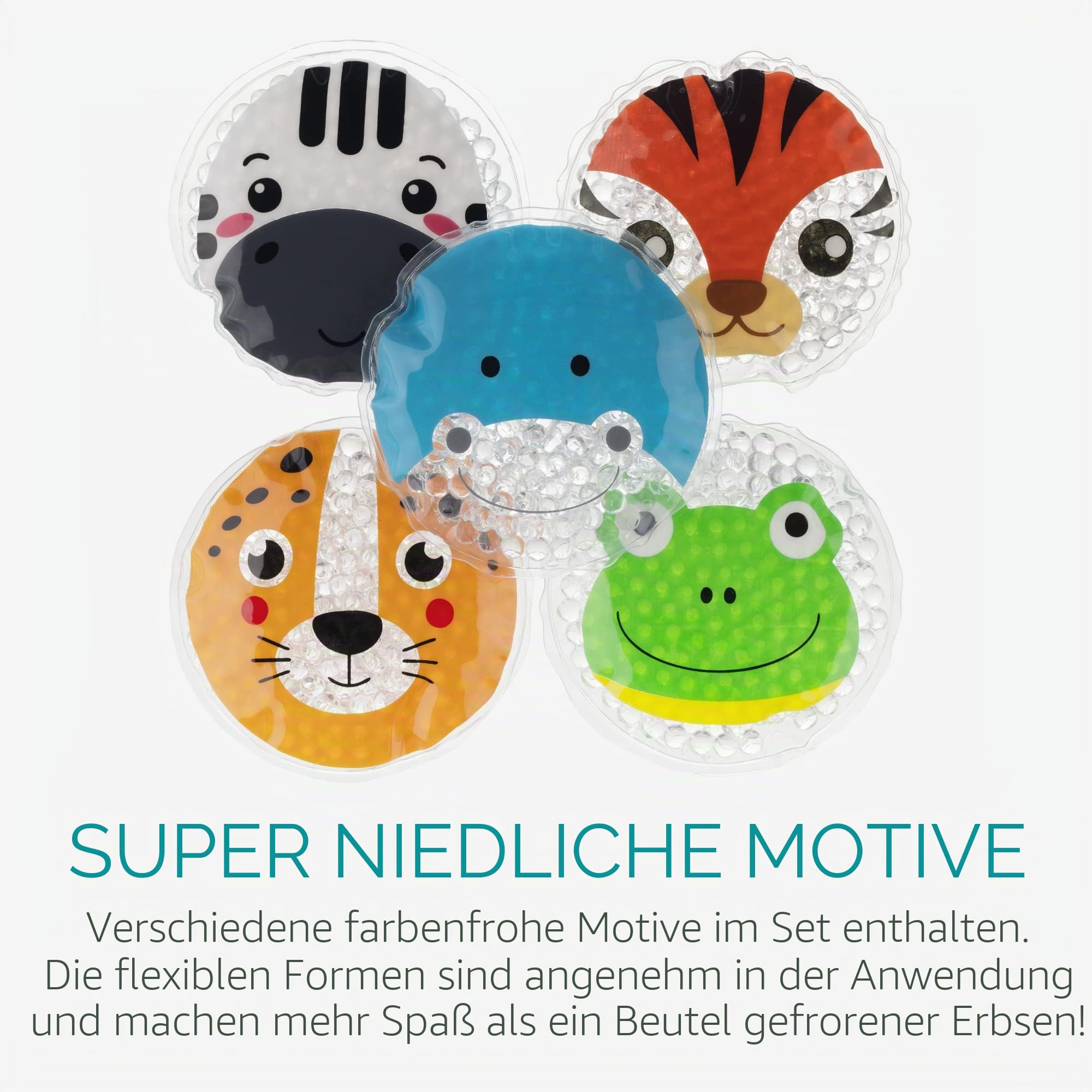 Navaris Kühlkissen 5 teilig - 5x Kälte Kissen Set kalt - Gelkissen Kompresse Kühlpack - Gel Kühlpads für Kinder und Erwachsene
