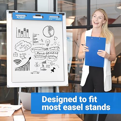 Miniatura 7 de AFMAT Almohadillas adhesivas de caballete, papel de 25 x 30 pulgadas para profesores, súper pegajosas y resistentes a las manchas, papel de