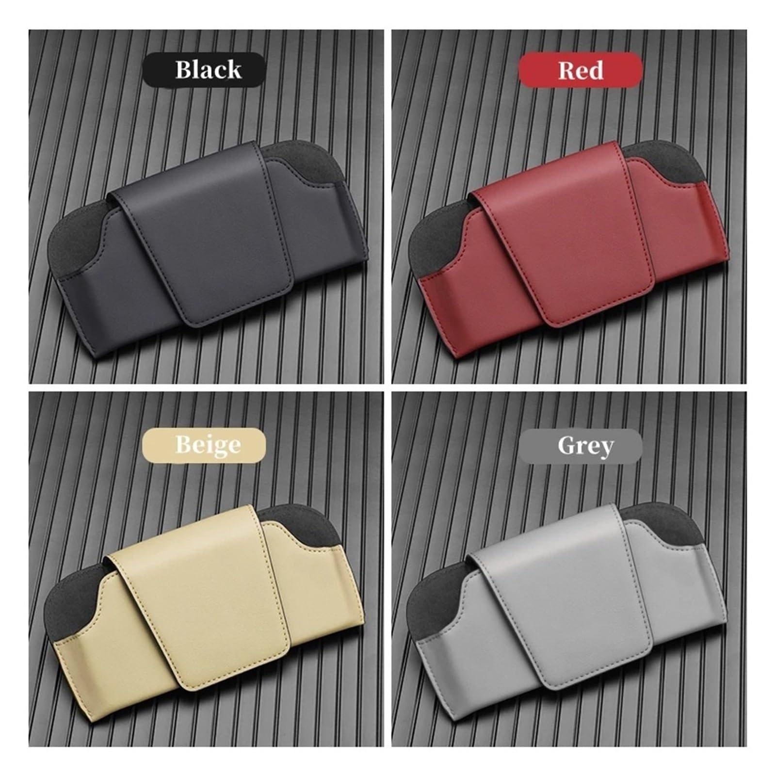 Support Universel Lunettes Auto Étui À Lunettes Pare-Soleil Automatique Porte-Lunettes en Cuir Clip Porte-Cartes Porte-Billet Rangement Intérieur Multifonction(Gray)