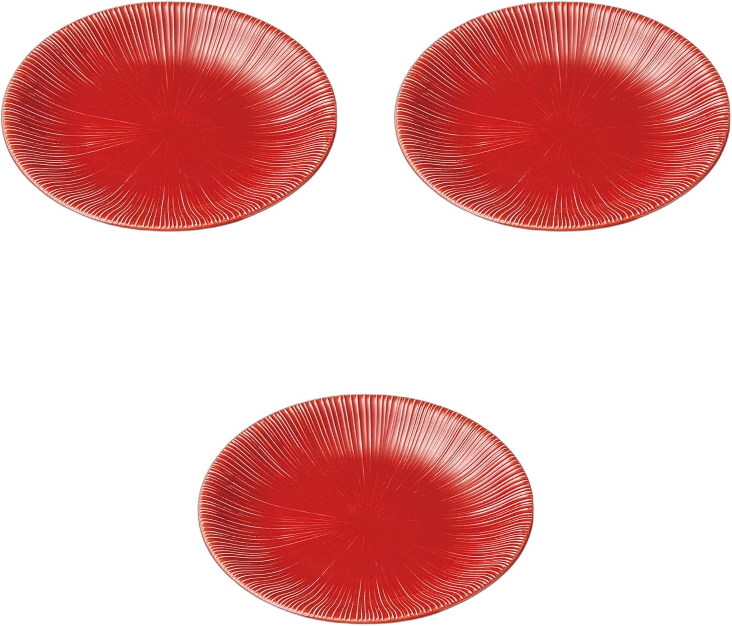 Setomonohonpo Set of 3, Thousand Tiers, Vermilion 4.5 Plates, 5.9 x 0.9 inches (15 x 2.2 cm), Medium Plate Porcelain