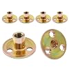 Hordion 12Pcs 38-16 Carbon Steel T Nuts, Round Base Plate Nut, Furniture Hardware Flange Insert Female Thread