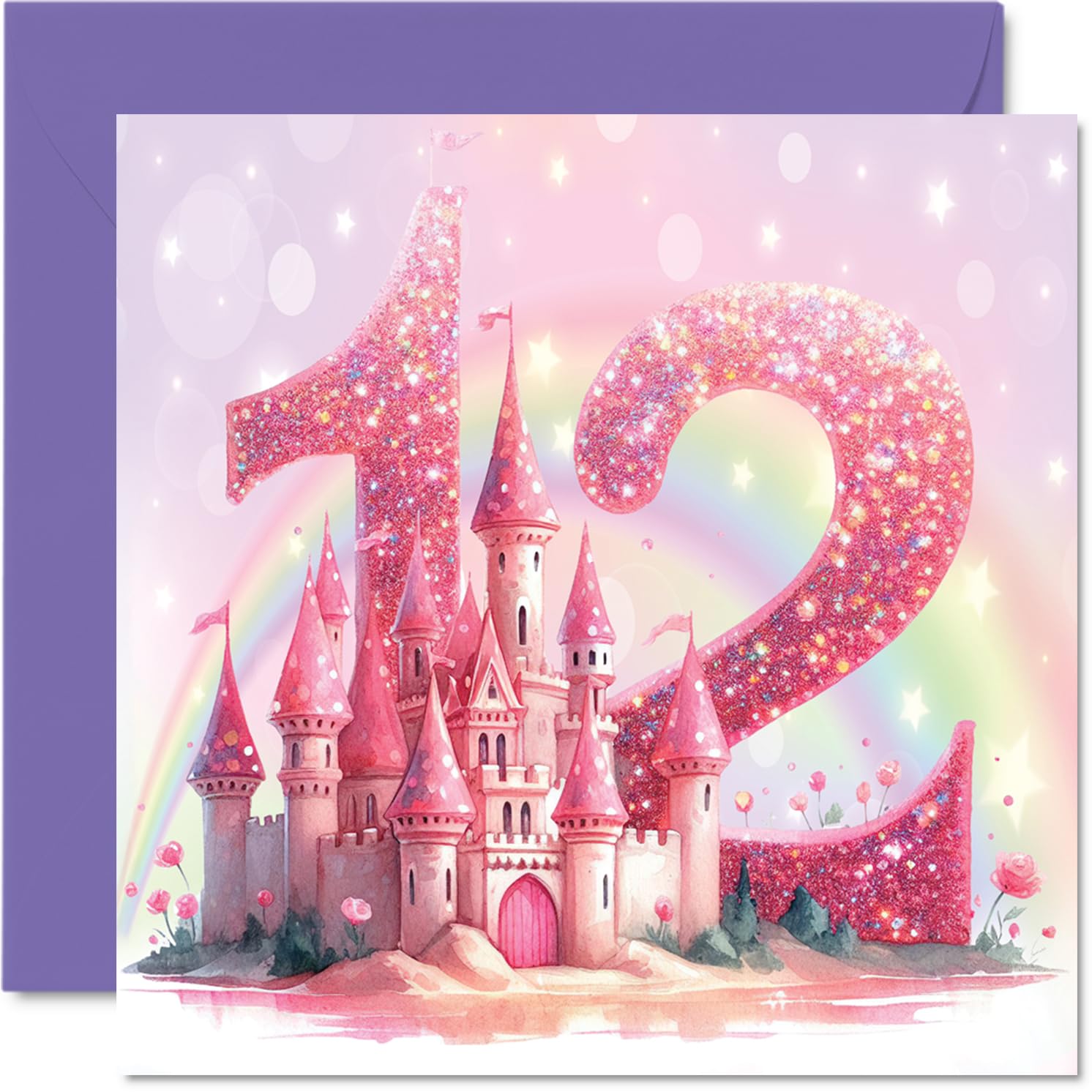 12th Birthday Cards for Girls, Fairy Princess Castle