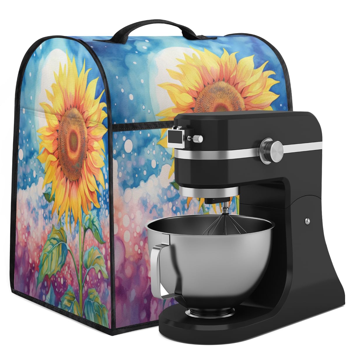 Coffee Maker Cover Watercolor Sunflower Flower Kitchen Appliance Covers Small Appliance Covers Blender Cover Juicer Cover Dust Covers for Kitchen Appliances with Top Handle and Pockets,Washable,C777