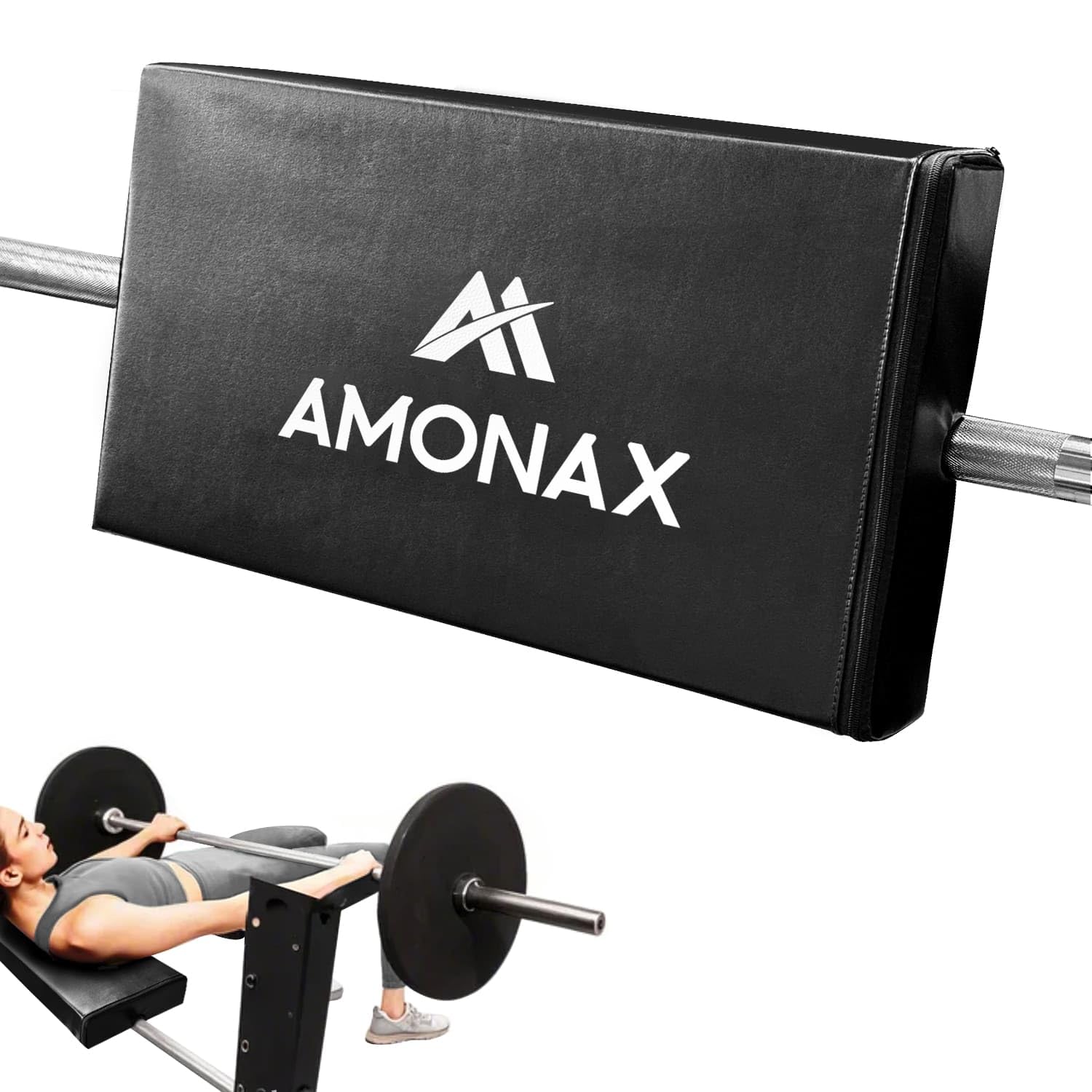 Amonax Hip Thrust Barbell Pad, Extra Thick Foam Padding, Heavy Duty Gym Accessories Fitness Workout Bar Pad Cushion Cover for Hip Thrusts, Women & Men
