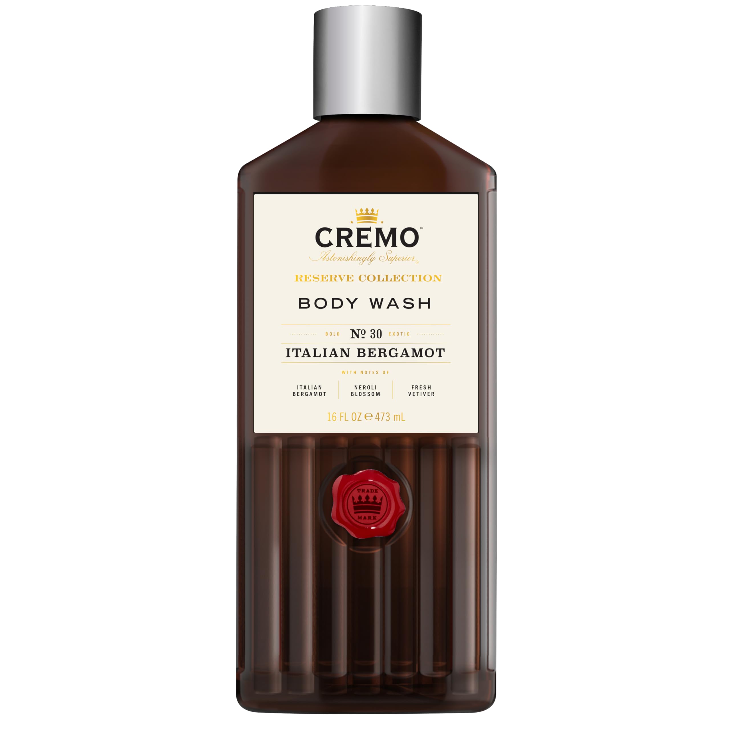 Cremo Reserve Collection Body Wash, Men's Shower Gel for Body Skin Care, Italian Bergamot Luxury Fragrance, 473 ml