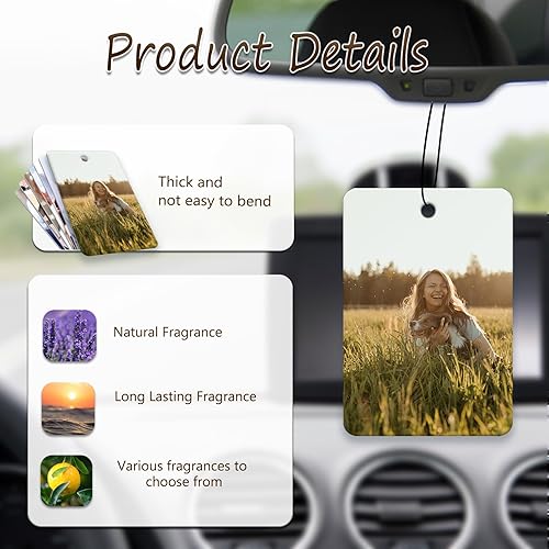 Miniatura 3 de Accesorios de decoración personalizados para colgar en el automóvil, adorno de ambientador de coche con imagen personalizada de doble cara, dijes de