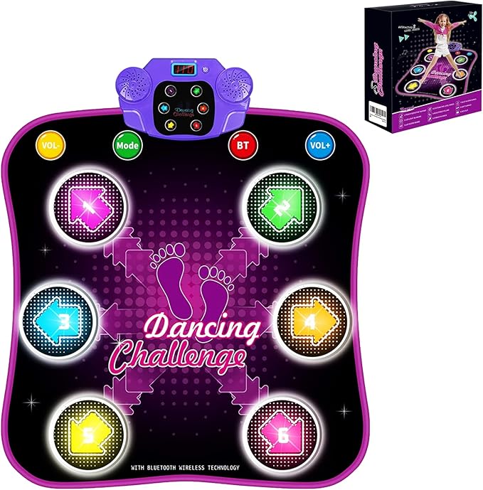 Tappetino Da Ballo Elettronico Per Bambini Con Bluetooth - Luci E 5 Giochi - Regalo Natale Per Bambina 3-8 Anni
