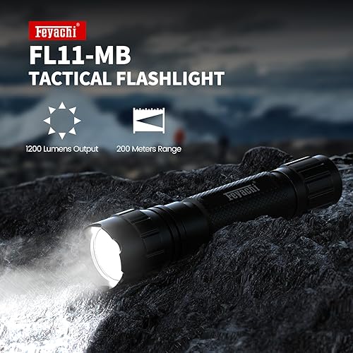 Miniatura 6 de Feyachi Linterna táctica, linterna pequeña de 1200 lúmenes, con montaje offset e interruptor de presión, rango de haz de 656.2 ft, tiempo de