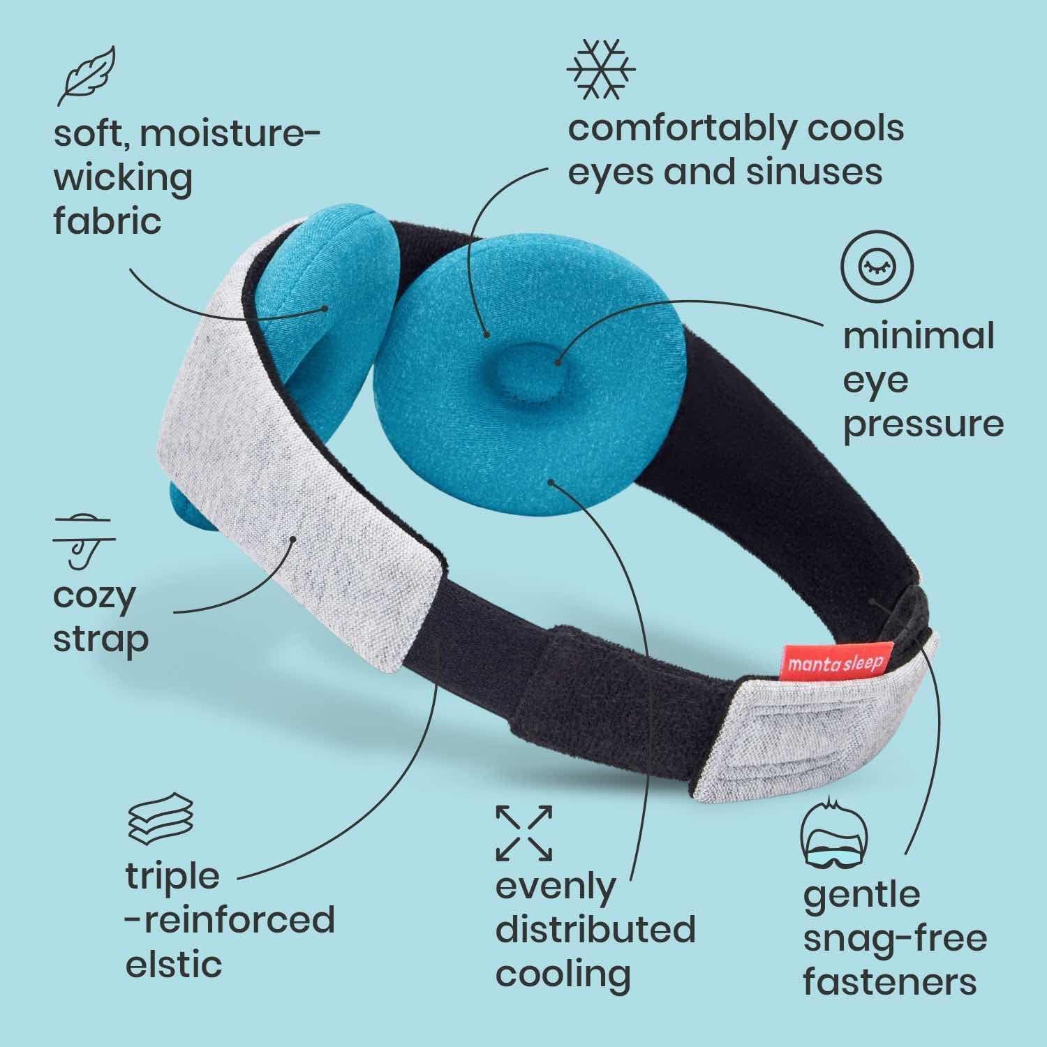 Manta Cool Sleep Mask – Blackout Eye Mask with Reusable Cooling Pads, Zero Eye Pressure and Adjustable Strap for Soothing Cool Relief - Image 7