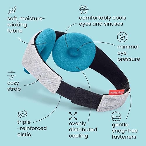 Miniatura 7 de Manta Cool Sleep Mask - Máscara de ojos opaca refrescante con presión ocular cero, cuentas de refrigeración de cerámica para dormir para dolores de