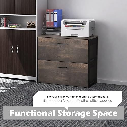 Miniatura 7 de TOPSKY Archivador lateral de madera con 2 cajones para tamaño cartaA4archivo legal, extensión completa, cierre suave, diapositiva oculta (gris