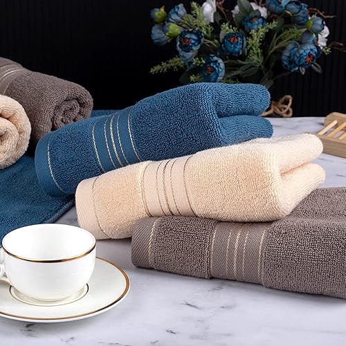 Miniatura 2 de Paquete de 3 toallas de mano para baño, toallas de cara de algodón, súper suaves, altamente absorbentes, juego de toallas de mano decorativas para