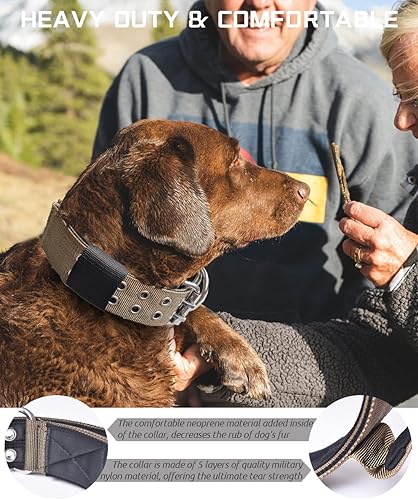 Miniatura 3 de Collar de perro grande resistente  2 pulgadas de ancho con asa para perros de razas extra grandes, collar táctico de nailon a prueba de mordidas de
