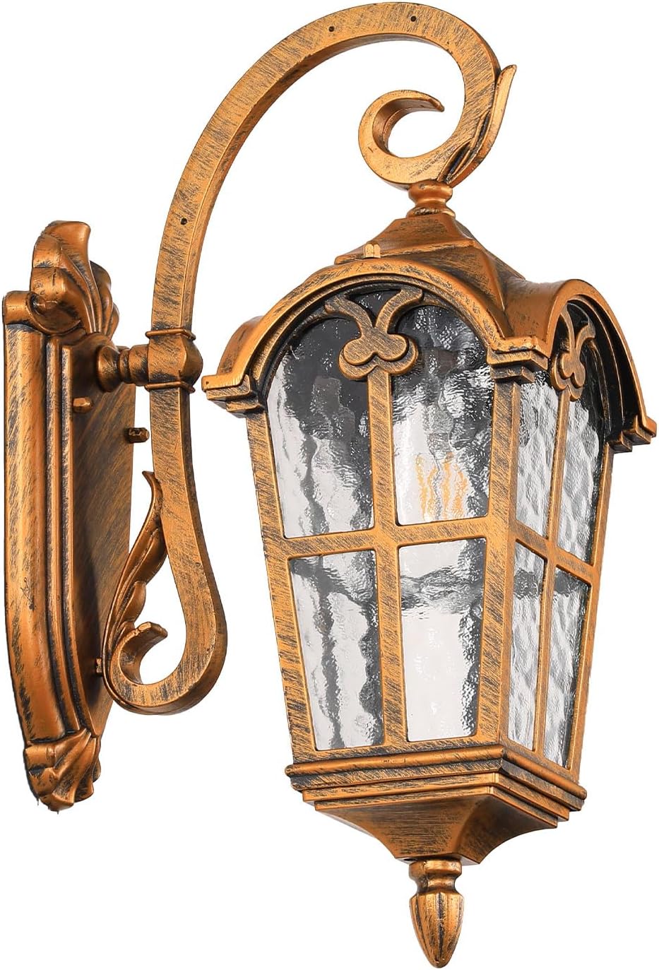 17.1" H Gold Outdoor Wall Lights - Waterproof & Anti-Rust Aluminum Porch Light Wall Mount, Hammered Exterior Lighting Fixtures, Outside Wall Lantern for Patio, Hallway, Doorway, Garden
