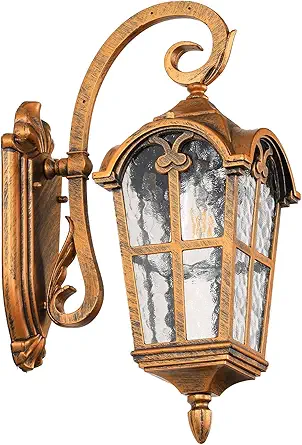 17.1" H Gold Outdoor Wall Lights - Waterproof & Anti-Rust Aluminum Porch Light Wall Mount, Hammered Exterior Lighting Fixtures, Outside Wall Lantern for Patio, Hallway, Doorway, Garden