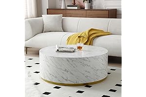 Modern White Marble Drum-Shape Round Coffee Table