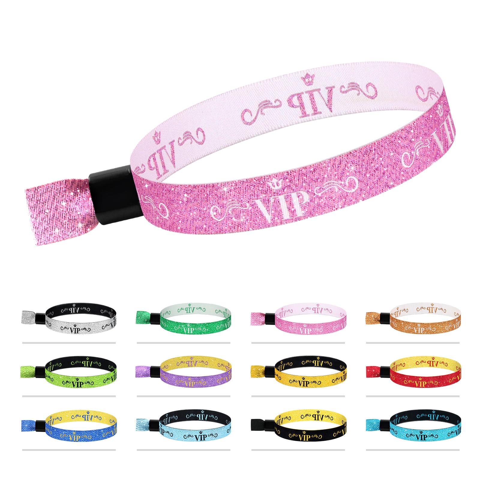 Comflora Event Wristband, 100 Pcs Polyester VIP Wristbands for Events, Colored VIP Wristbands, Lightweight Concert, Club Entrance Wrist Strap Party Wristband (Color : Pink)