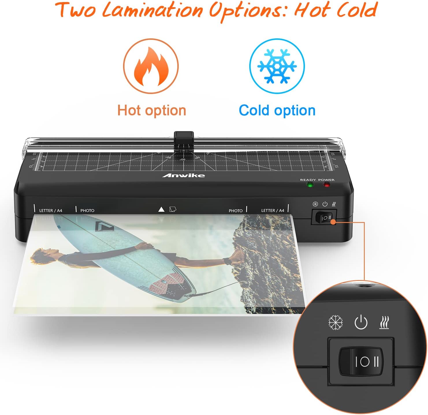 ANWIKE Laminator Machine, Laminate up to 9-Inch A4 Paper with 20 Thermal Laminating Pouches Sheets Trimmer and Corner Rounder for Home Office School Use, 90s Fast Warm-up