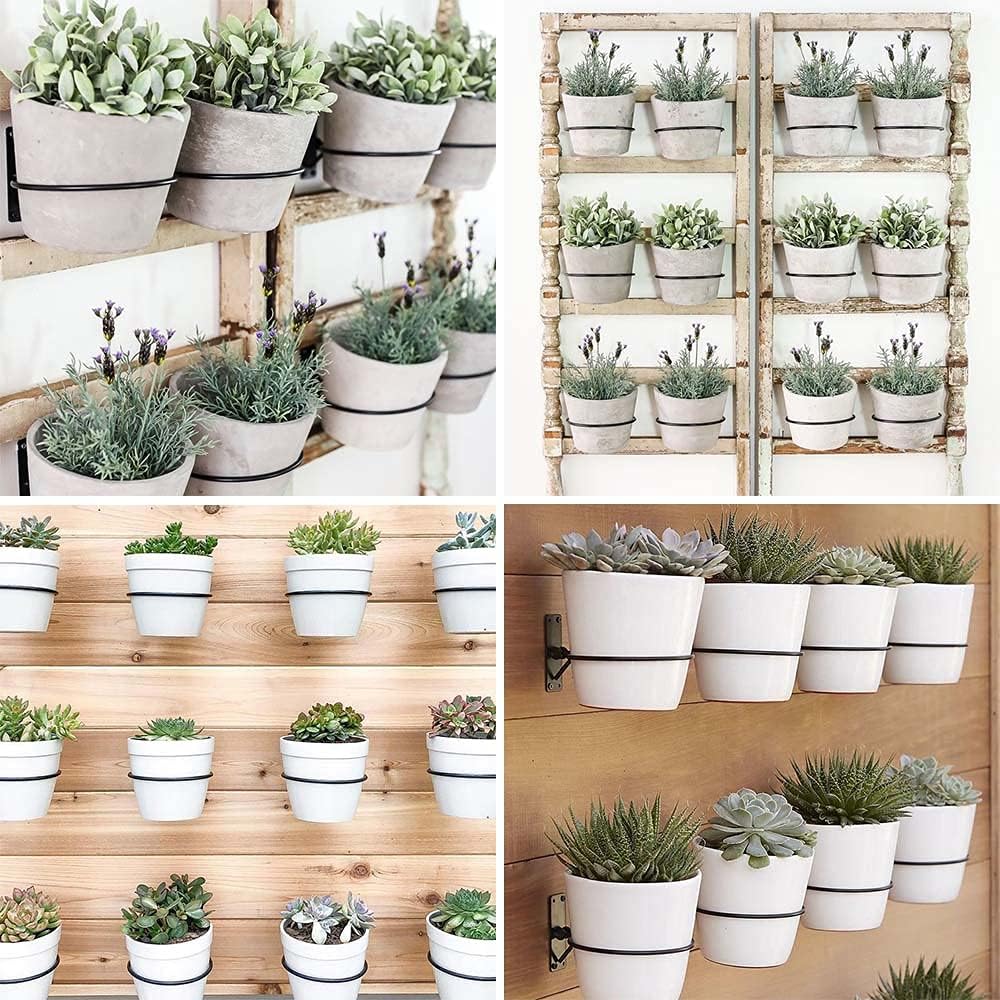 Sivya 6 Pack 8in Flower Pot Holder Ring Wall Mounted Metal Planter Hooks Hangers (6, 8")