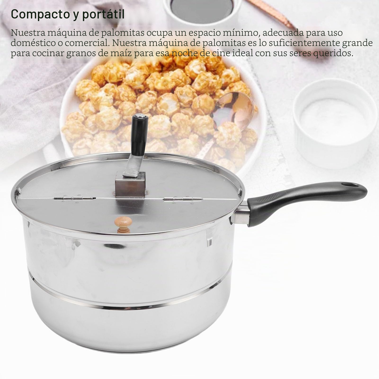 Fabricante Original de Palomitas de Maíz Whirley Pop, Fabricante de Palomitas de Maíz de con Macetas de Acero Inoxidable para la Cocina