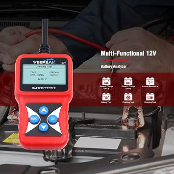 Veepeak Mini Bluetooth OBD II Scanner for Android ONLY and 12V Car Battery Tester, Load Tester Automotive 100-2000 CCA Alternator Analyzer Digital Battery