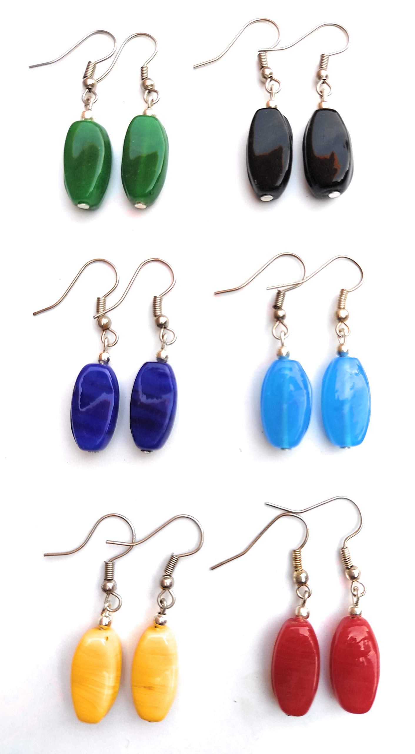 Combo of 6 Pairs of Handmade Multicolour Glass beads Drop Earring, Dangle Earring for Girls & Women (Pasta shape) (B08XZMDVND) Amazon Price History, Amazon Price Tracker