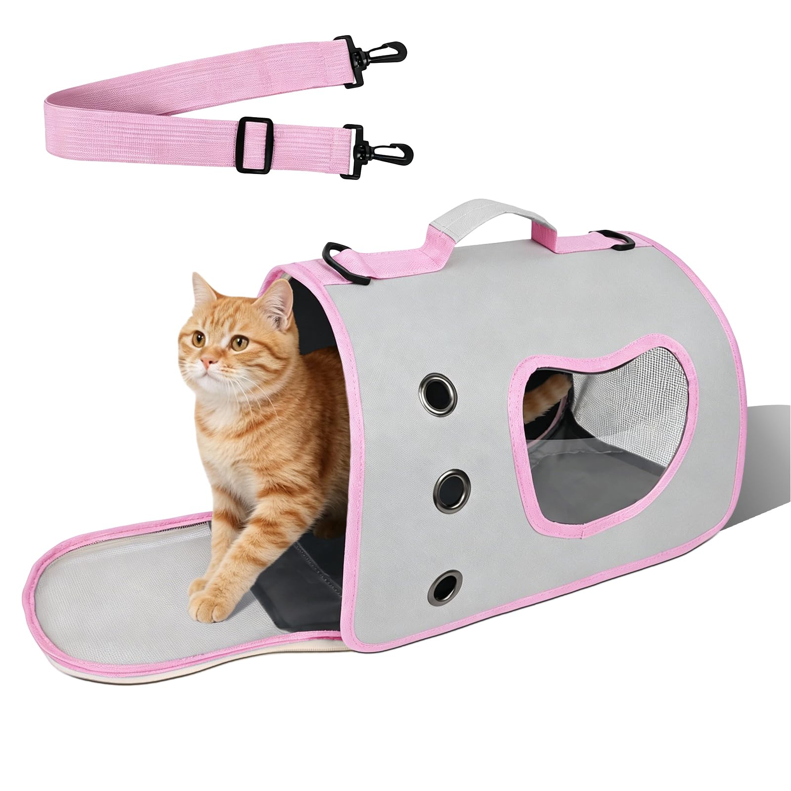 Plliocse Cat Backpack Pet Carrier with Adjustable Shoulder Strap,Cat Travel Carrier Airline Approved, Puppy Carrier with Breathable Mesh for Travel Hiking Cycling Walking Outdoor (Dusty pink)
