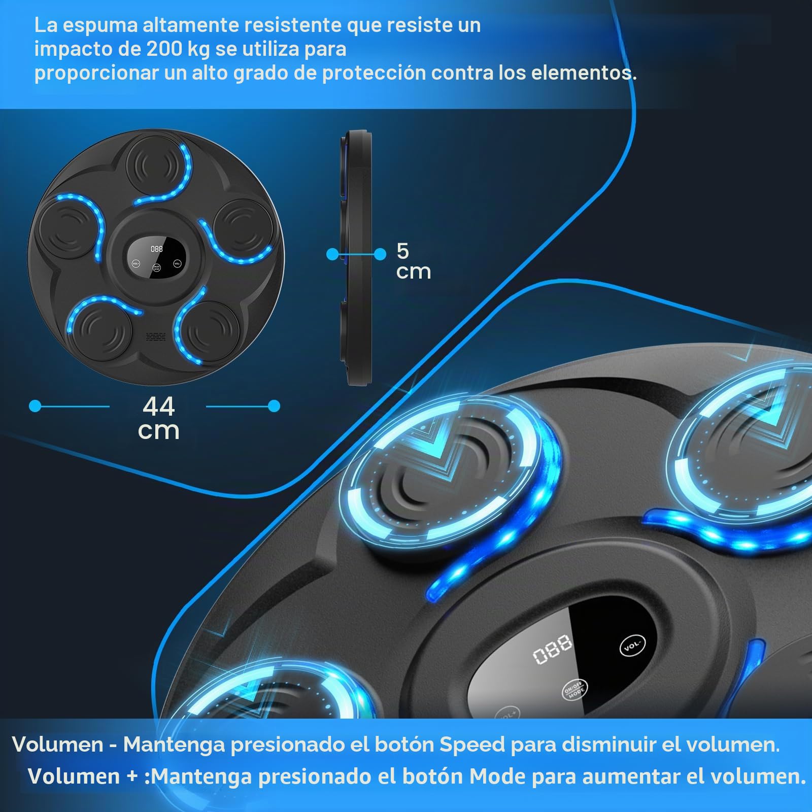 Beatpunch Boxeo Musical - Máquina de Boxeo Musical para Adultos y Niños, con Luz LED y Guantes de Boxeo, Beat Punch Music Boxing Machine para Adultos/Niños, Artículos de Entrenamiento para Boxeo Casa