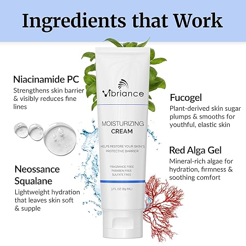 Miniatura 4 de Vibriance Crema facial hidratante, 3 onzas líquidas, nutritiva y no grasosa con ingredientes a base de plantas, crema hidratante facial suavizante,