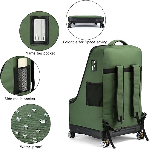 Miniatura 5 de TUGUAN Bolsa de viaje para asiento de automóvil para avión con ruedas giratorias, mochila acolchada para asiento de automóvil, bolsa grande para