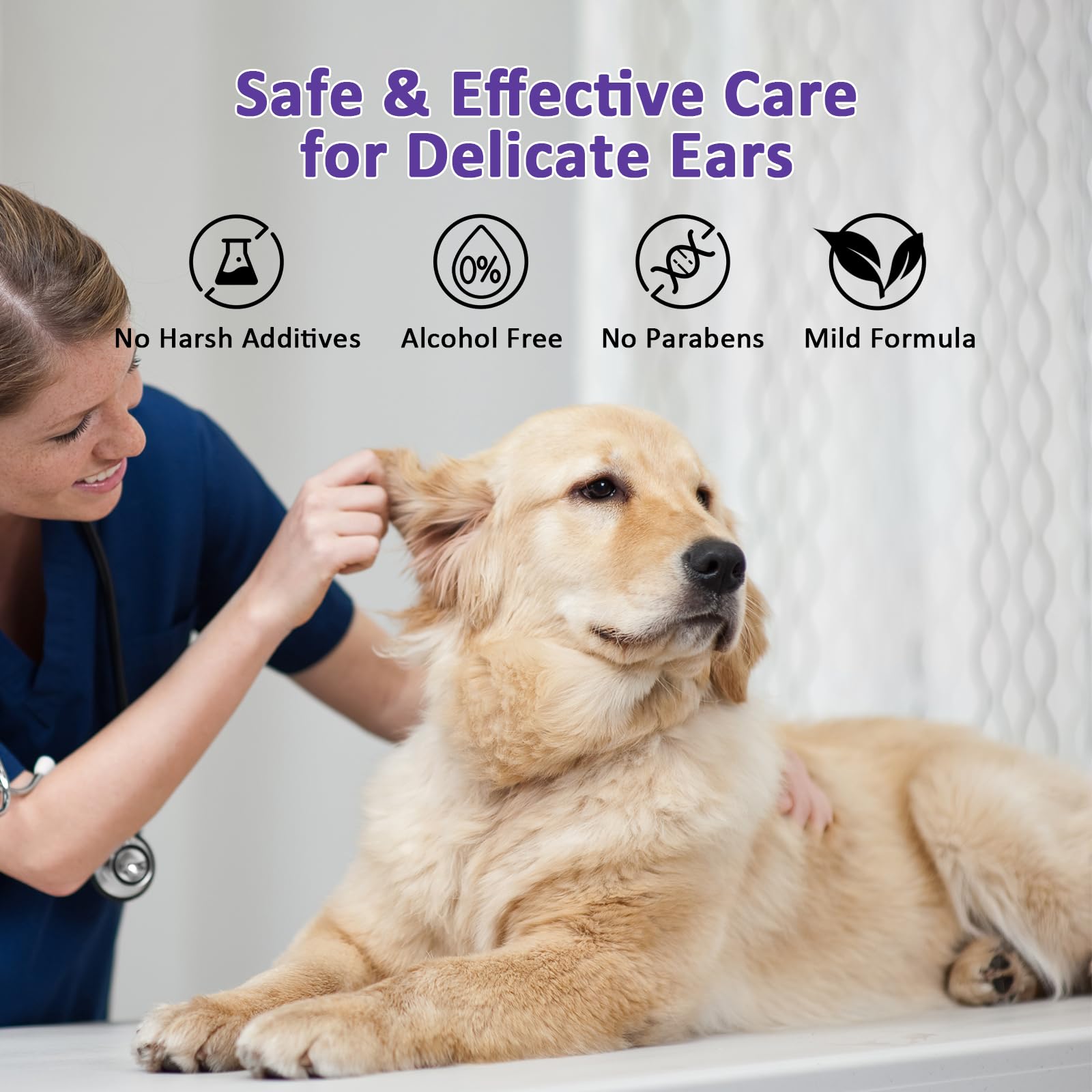 Ear Wipes for Dogs and Cats, Dog Ear Finger Wipes, Gentle Ear Cleaner for Wax, Dirt & Odor, Relieves Discomfort & Soothes Ears, Non-Irritating, 50 Count - image 4