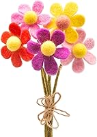 GlaciartOne Handmade Felt Flowers Bouquet - 5 Reusable Pastel Artificial Flowers, Washable, Essential Oil Ready, Bendable Stems for Home Decor & Gifts