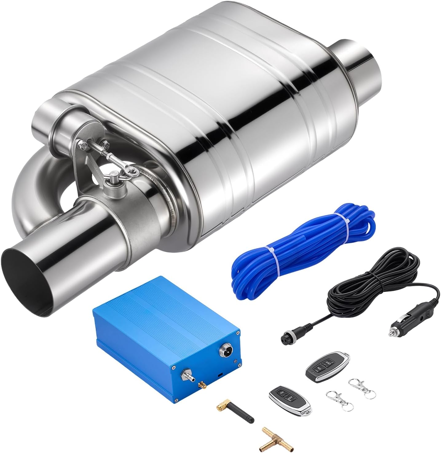 SPELAB Exhaust Cutout 3.0 Inch Valved Muffler Vacuum Exhaust Valve with Muffler Front Exhaust System Kit