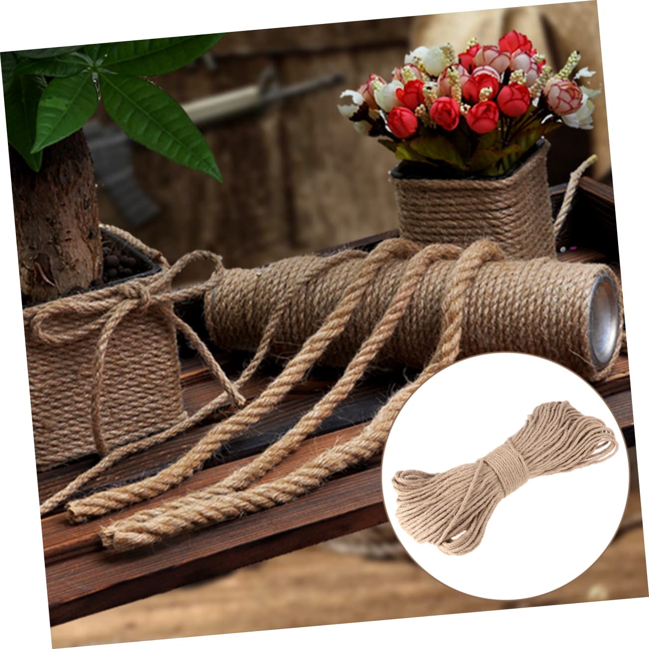EXCEART Cordón de Yute Natural de Metros Hilo de Yute para Manualidades Decoración de Fiestas Cuerda de Jardinería