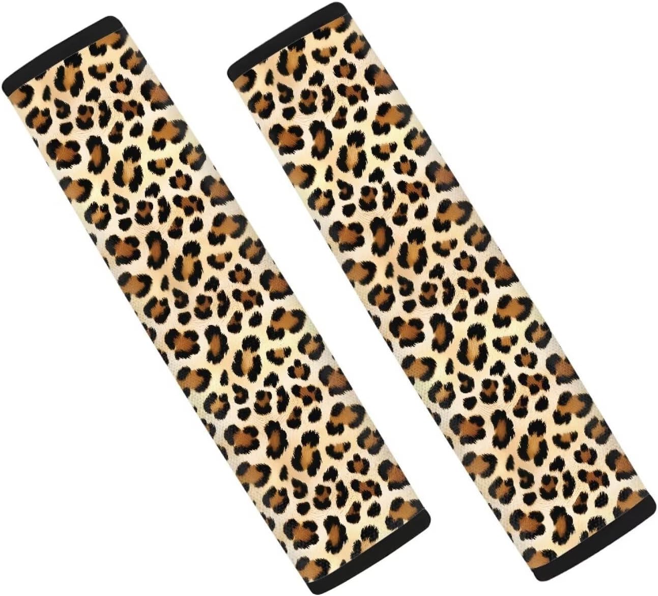 Gray Leopard Print 2Pcs Car Seat Belt Cover Pads Car Safety Seat Belt Strap Shoulder Pad Comfortable Driving Universal Cars Interior Accessories Decoration